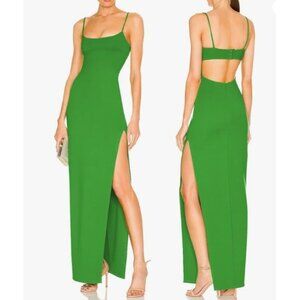 JLCNCUE Maxi Dress Womens XS Green New Sexy Backless Square Neck
